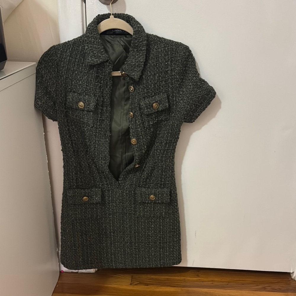 Chic Tweed Short Sleeve Dress